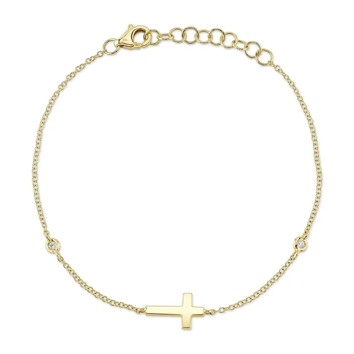 0.03ctw Diamond Bezel Cross Bracelet