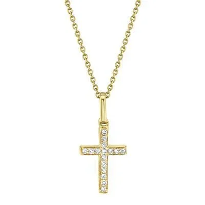 0.06ctw Diamond Cross Necklace, Yellow Gold