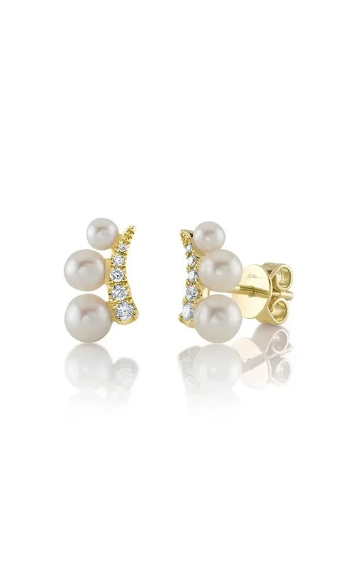 0.11CT DIAMOND & CULTURED PEARL STUD EARRING