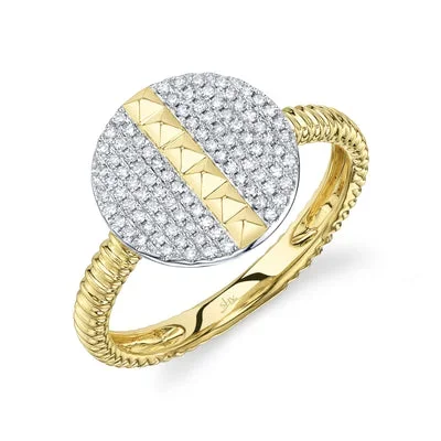 0.20CT DIAMOND PAVE CIRCLE PYRAMID RING