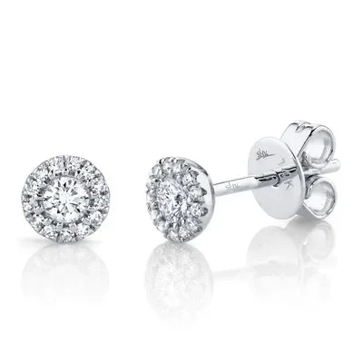 0.24ctw Diamond Halo Earring, 14K White Gold