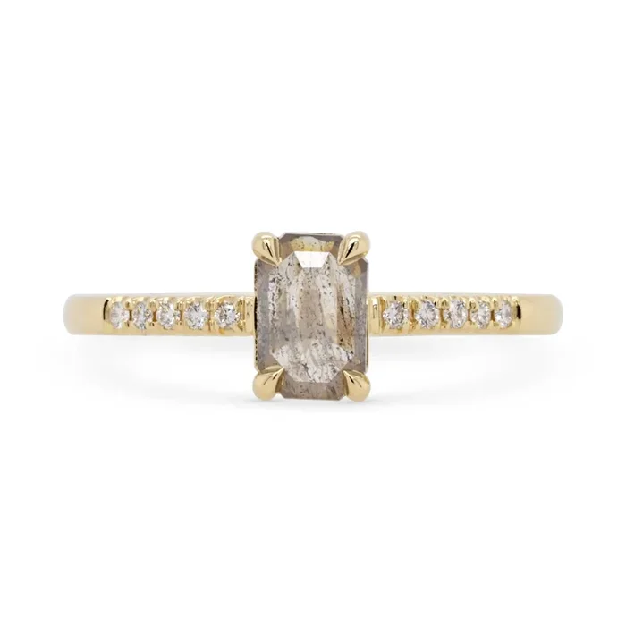0.62ct Eva Salt and Pepper Octagon Diamond Engagement Ring