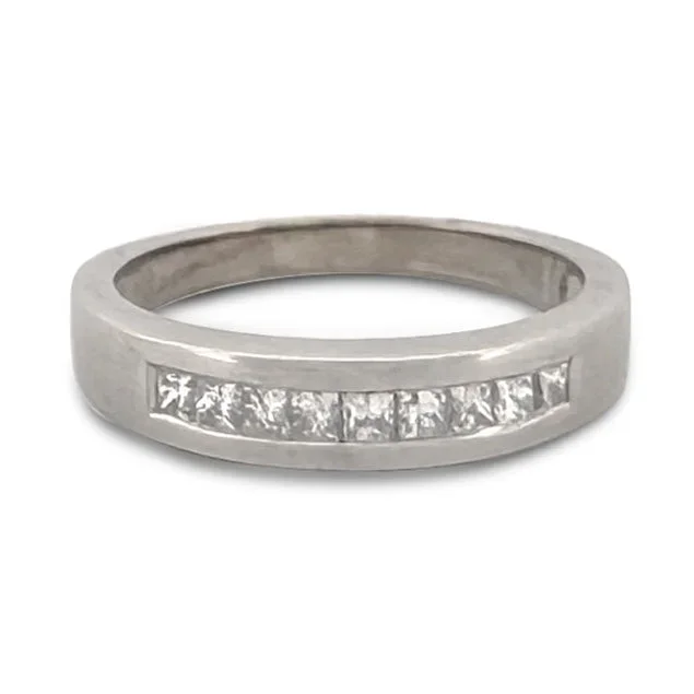 0.63ctw Princess Cut Natural Diamond Men’s Ring in 10k White Gold