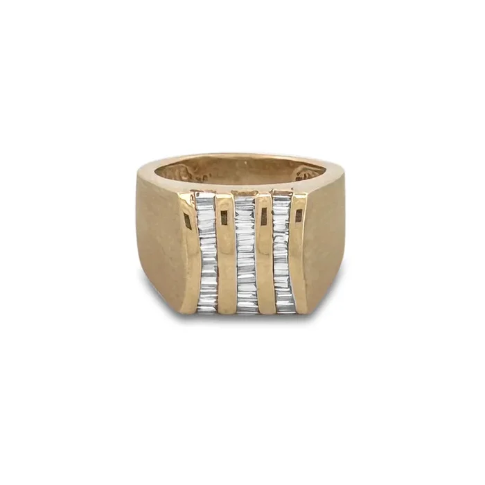 0.64ctw Baguette Cut Natural Diamond Men’s Ring in 14k Yellow Gold