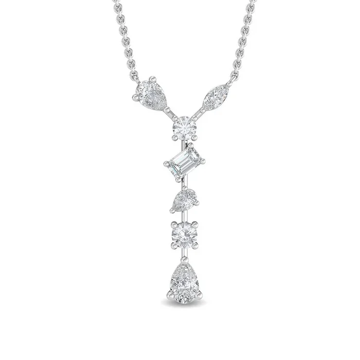 0.65ctw Multi-Cut Lab-Grown Diamond “Y” Dangle Pendant Necklace in 14k Gold