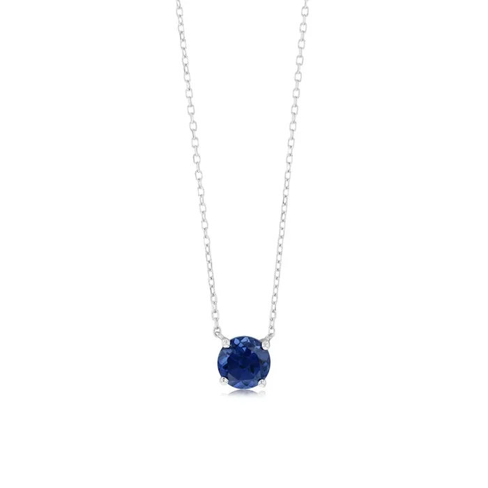 0.67 Carat Created Sapphire Pendant with 45cm Chain in 9ct White Gold