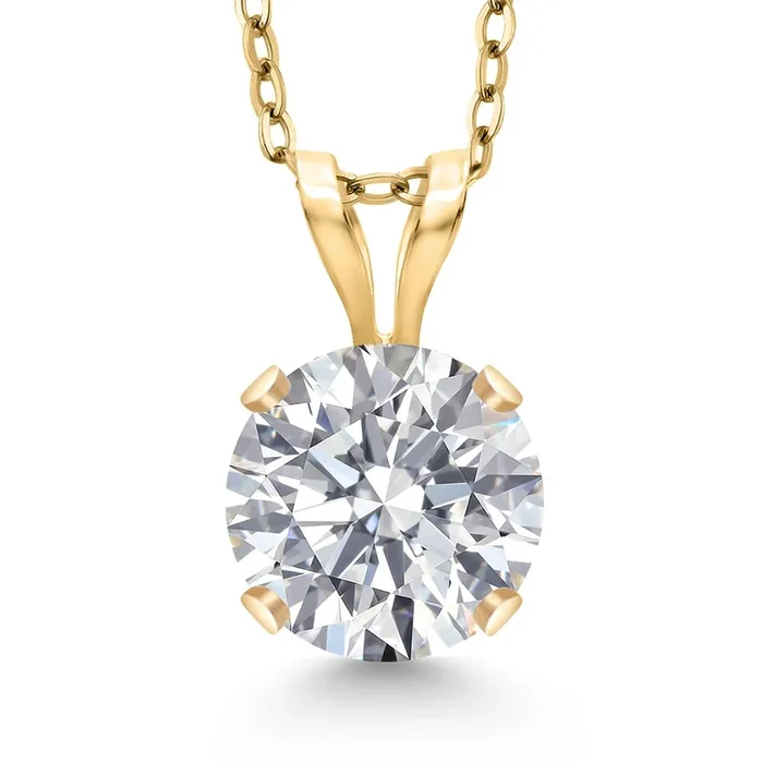 0.75 Cttw IGI Certified Lab Grown Diamond in 14K Yellow Gold Necklace for Women | Round | E-F Color | VS1-VS2 Clarity | Gold Necklace for Women | 18 Inch Silver Chain
