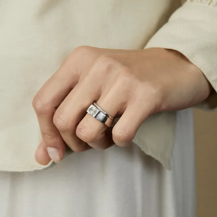 0.81 Carat One-of-a-Kind Rose Cut White Diamond Signet Ring | DR178-OOAK
