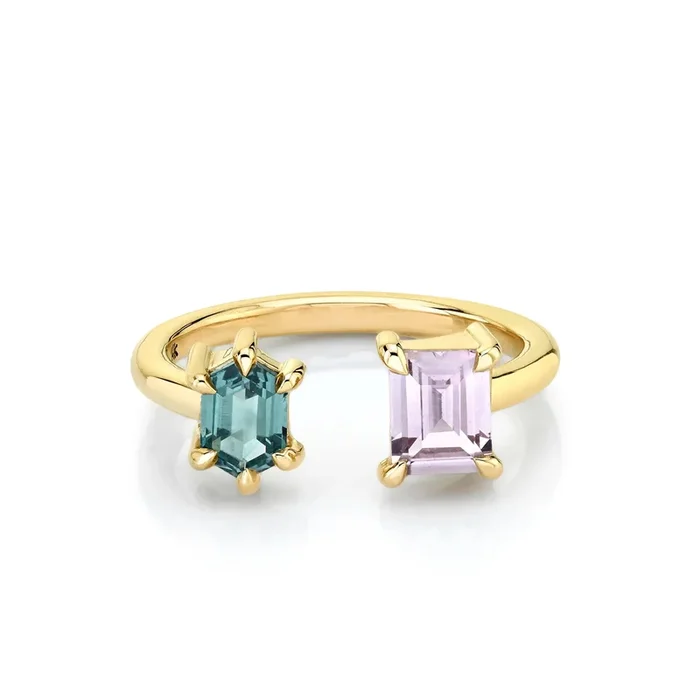 0.81ct Blush Lilac & Seafoam Sapphire Toi et Moi Ring