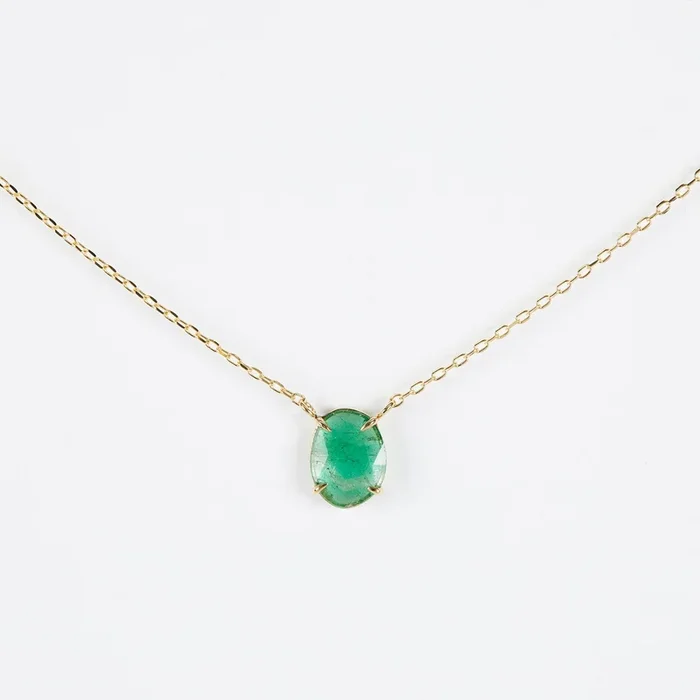 0.85 Carat One-of-a-Kind Emerald Slice Necklace | EN6-OOAK