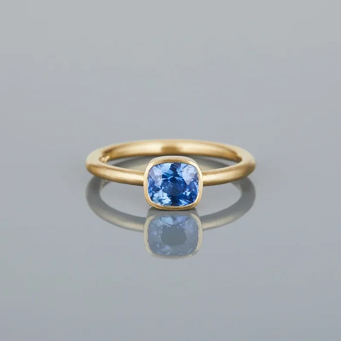 0.87 Carat One-of-a-Kind Cushion Cut Blue Sapphire Ring | SR55-OOAK