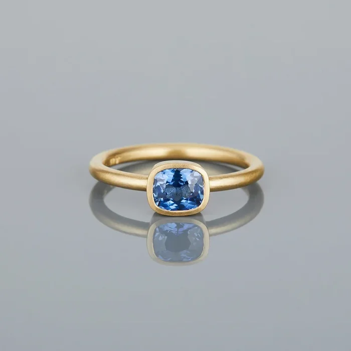 0.92 Carat One-of-a-Kind Cushion Cut Blue Sapphire Ring | SR56-OOAK