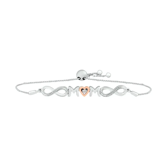 .05ctw Diamond “Mom” Infinity Bolo Bracelet
