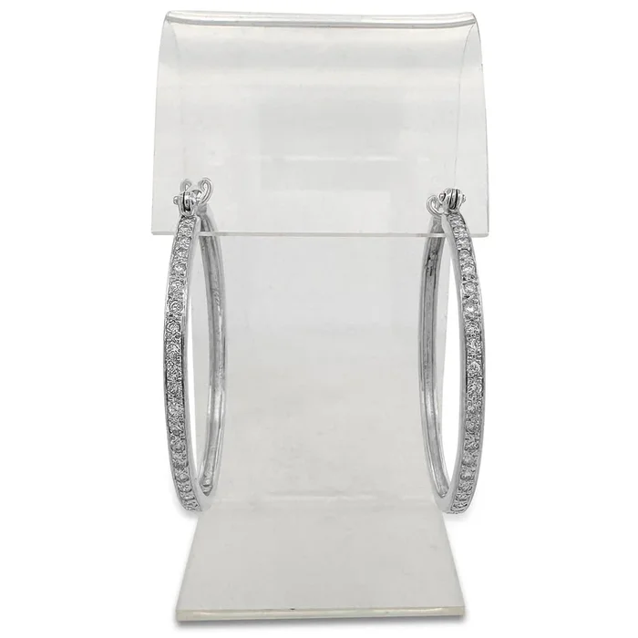 1.02ctw Round Brilliant Natural Diamond Hoop Earrings in 14k White Gold