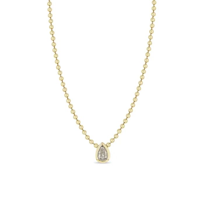 1.03 ctw Mine Cut Pear Shaped Diamond Bead Chain Necklace