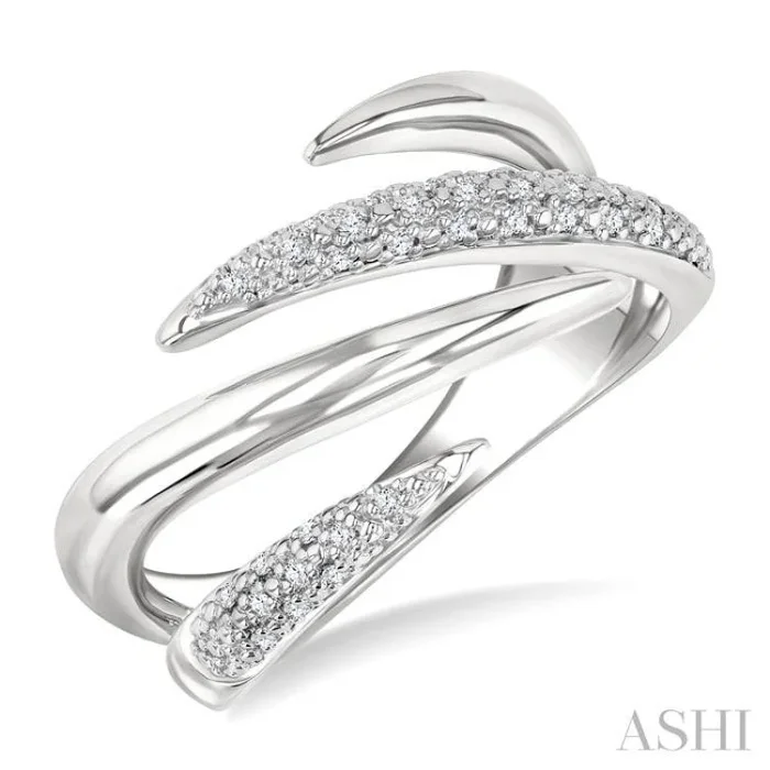 1/10 Ctw Open Center Claw Round Cut Diamond Bold Fashion Band in Sterling Silver
