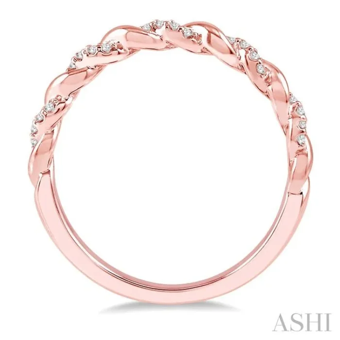 1/10 Ctw Twisted Round Cut Diamond Stackable Band in 14K Rose Gold