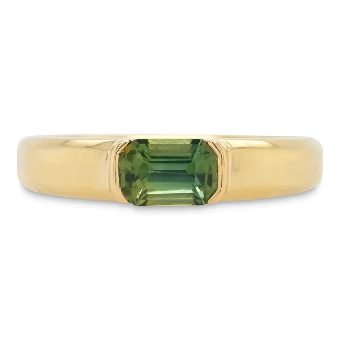 1.10ct Rey East West Green Sapphire Engagement Ring
