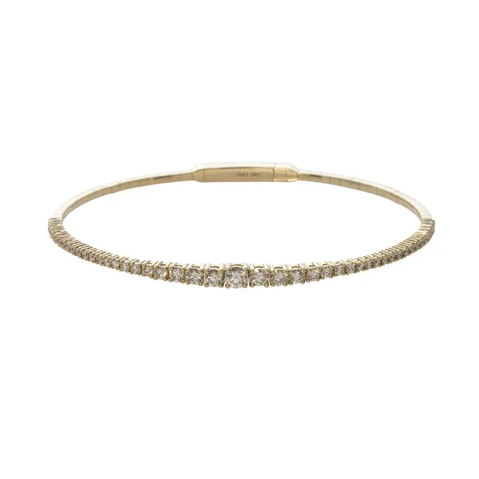 1.18ctw Graduated Diamond 14K Yellow Gold Flex Bangle