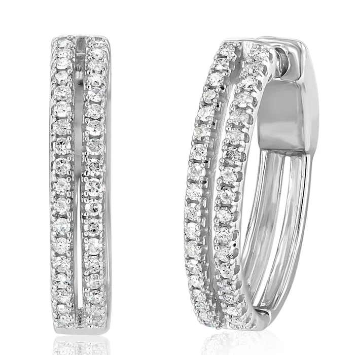 1/2 Carat Diamond Hoop Earrings in Sterling SIlver