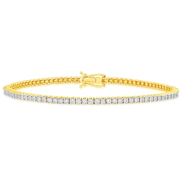 1/2 Carat Luminesce Lab Grown Diamond 17.5cm Tennis Bracelet in 9ct Yellow Gold
