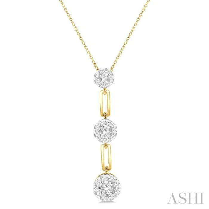 1/2 Ctw Lovebright Round Cut Diamond Paperclip Link Pendant With Chain in 14K Yellow and White Gold
