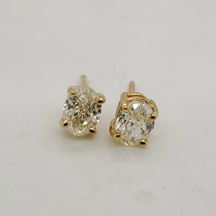 1.20 Carat Total Weight Oval Diamond Stud Earrings