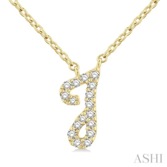 1/20 Ctw Initial ‘J’ Round cut Diamond Pendant With Chain in 10K Yellow Gold