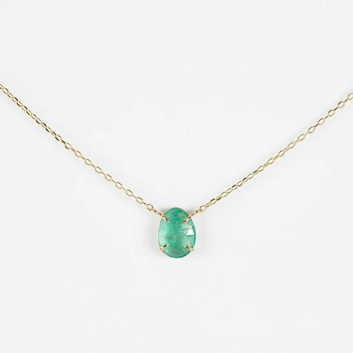 1.27 Carat One-of-a-Kind Emerald Slice Necklace | EN7-OOAK