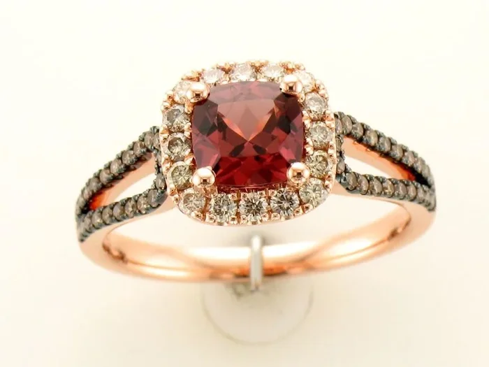 1 3/8 cts Red Rhodolite and Diamond Size Cocktail Ring in 14K Rose Gold by Le Vian