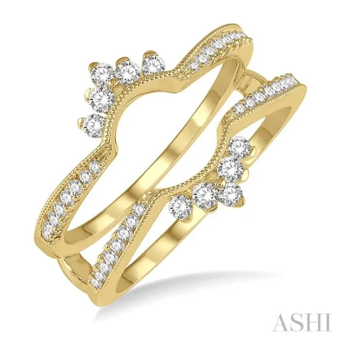 1/3 Ctw Curved Center Round Cut Diamond Insert Ring in 14K Yellow Gold