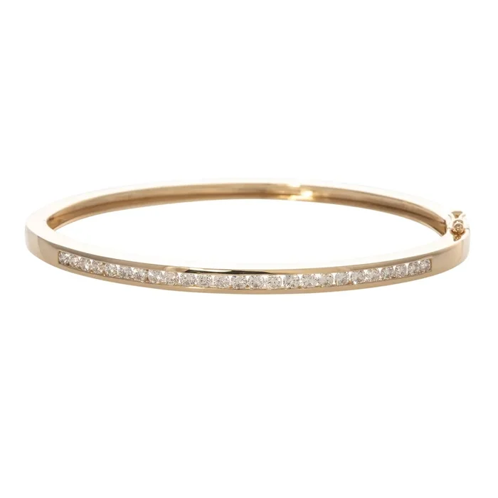1.39ctw Diamond Channel Set 14K Yellow Gold Bangle