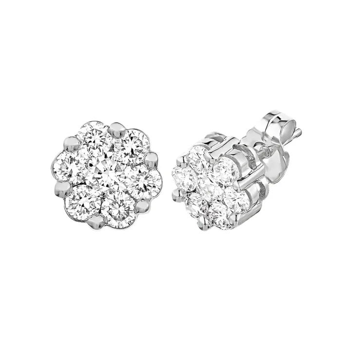 1/3ctw Flower Diamond Cluster Stud Earrings
