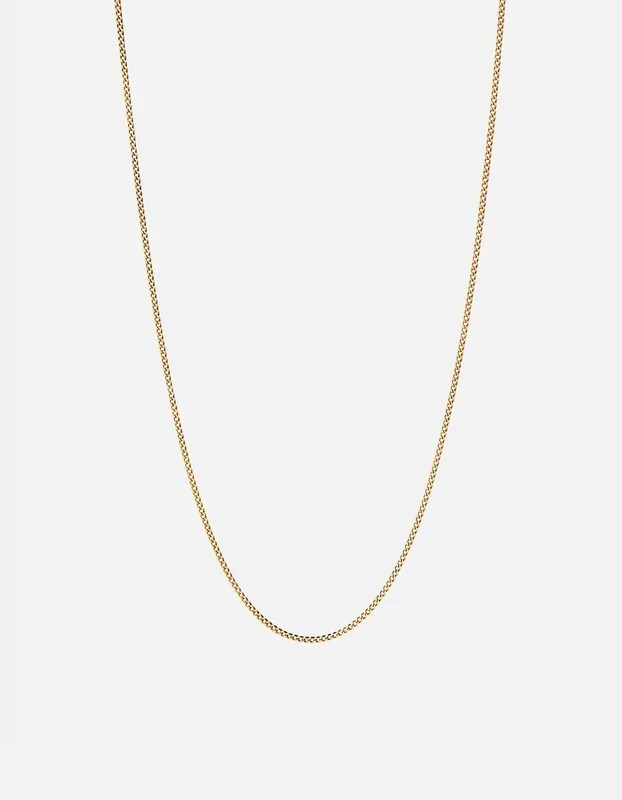 1.3mm Cuban Chain Necklace, 14K Gold