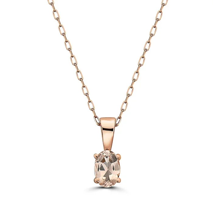1/4 cts Pink Morganite Necklace in 14K Rose Gold by Birthstone
