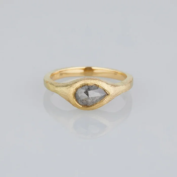 1.40 Carat One-of-a-Kind Rose Cut Grey Diamond Signet Ring | DR141-OOAK