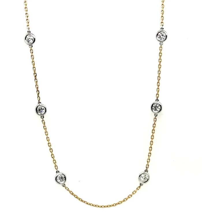 1.44 Ctw 14Kt Yellow & White Gold Diamonds By The Yard Necklace