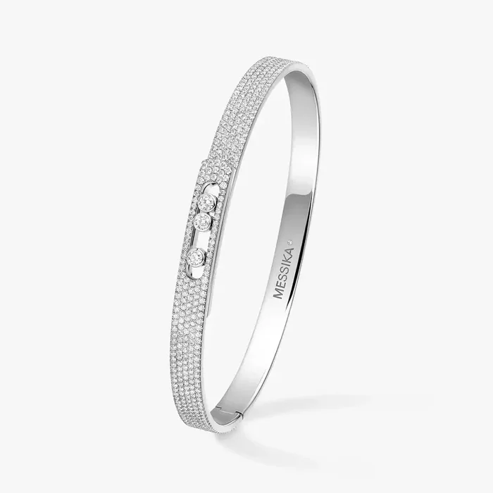 1.44ctw White Gold Diamond Bangle Bracelet