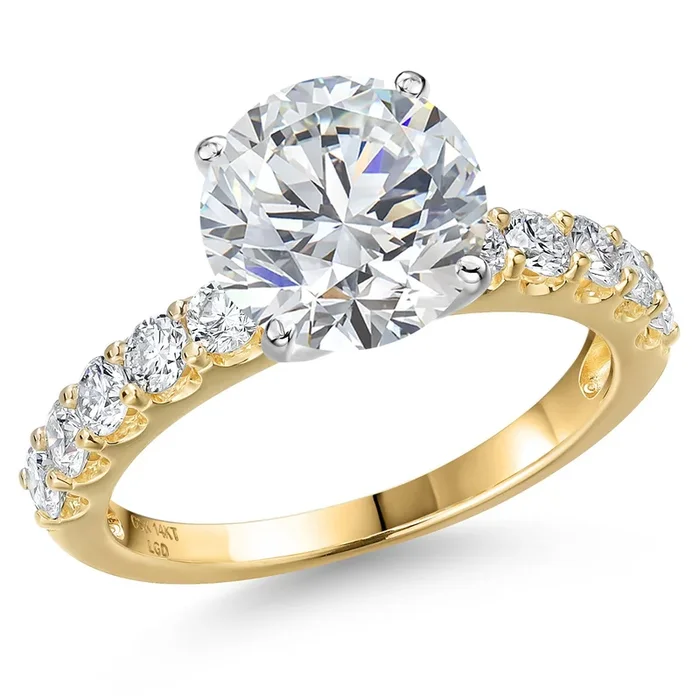 1.45 to 5.70 Cttw IGI Certified Lab Grown Diamond 2-Tone 14K White and Yellow Gold Engagement Ring For Women | Round Cut | E-F | VS1-VS2 | Wedding Anniversary Ring