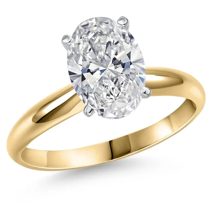 1-5 Ct IGI Certified Lab Grown Diamond 14K Two Tone Gold Solitaire Engagement Ring For Women | E-F Color VS1-VS2 Clarity | Wedding Anniversary Gold Ring