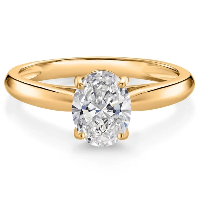 1.5 Ct IGI Certified Lab Grown Diamond Solitaire Engagement Ring For Women In 10K Yellow Gold | Oval Cut 9x7mm | F-G Color | VS Clarity
