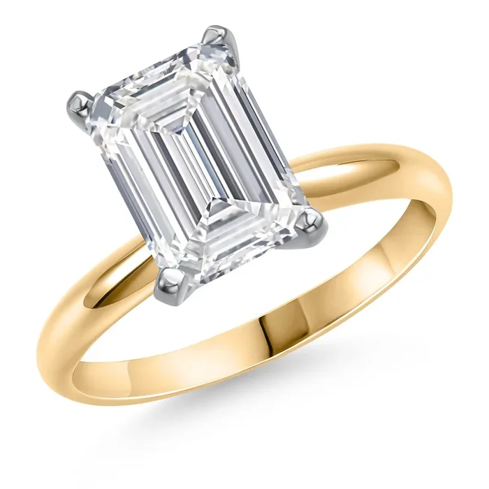 1-5 Cttw Emerald Cut Lab Grown Diamond Solitaire Engagement Ring For Women | 14K Gold | IGI Certified | E-F Color | VS1-VS2 Clarity | Available In Size 5, 6, 7, 8, 9