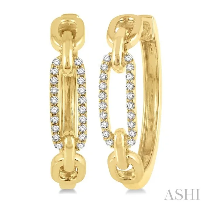 1/5 Ctw Paperclip Round Cut Diamond Hoop Earring in 14K Yellow Gold
