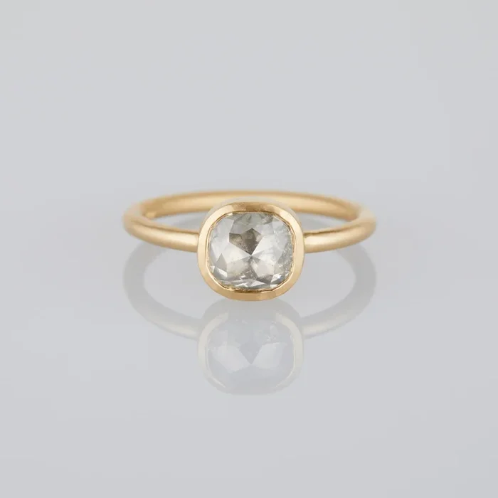 1.52 Carat One-of-a-Kind Rose Cushion Cut Grey Diamond Ring | DR128-OOAK