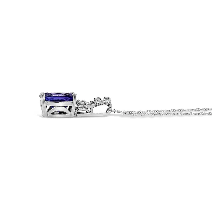 1 7/8 cts Blue Tanzanite and Diamond Necklace in 14K White Gold by Le Vian