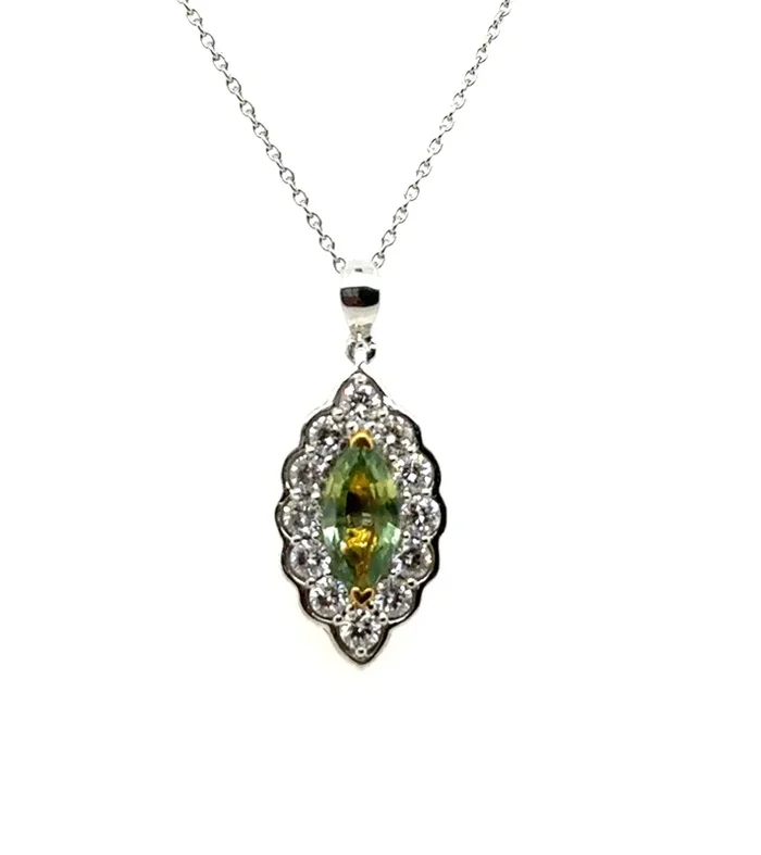 1.72 Ctw 14kt White Gold Non-Heat Color Change GIA Sapphire And Diamond Necklace