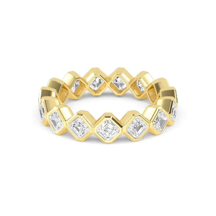 1.75ctw Asscher Cut Lab-Grown Diamond Bezel-Set Eternity Ring in 14k Gold