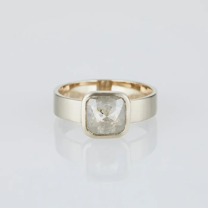 1.76 Carat One-of-a-Kind Rose Cut Grey Diamond Ring | DR212-OOAK