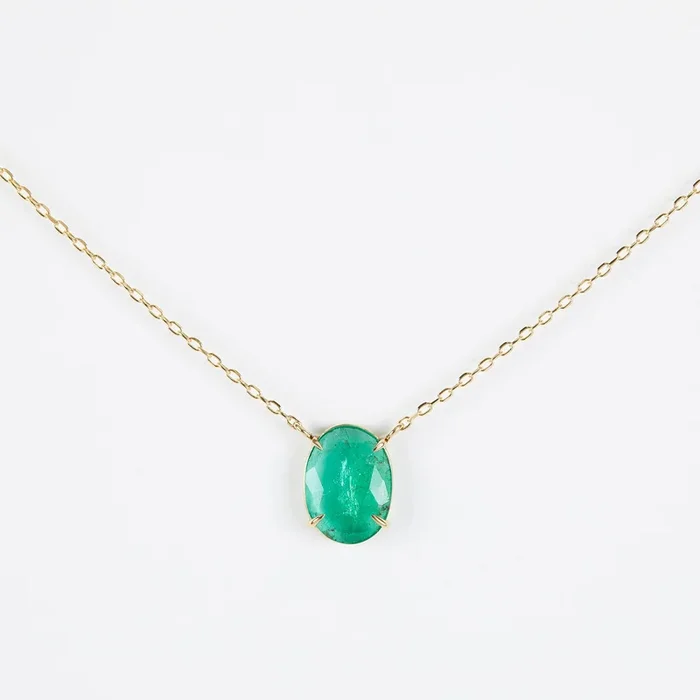 1.82 Carat One-of-a-Kind Emerald Slice Necklace | EN8-OOAK