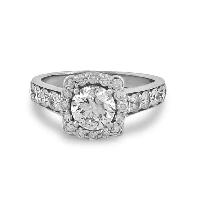 1.84ctw Round Brilliant Halo Natural Diamond Engagement Ring in 14k White Gold